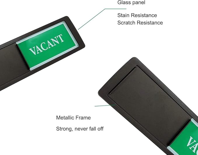 Vacant Occupied Office Sign, Occupied Sign for Bathroom Door, Privacy Sign for Home Restroom Conference Room, Occupied Vacant Sign for Restaurant Hotel Hospital, 7'' x 2'' - Black