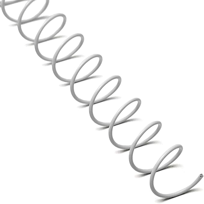 Rayson 7.9mm Spiral Wire Coil for Binding, 4:1 Pitch, 48-Loops, 5/16" Coils Metal Comb Binding 40 Sheet Capacity, White Color & Pack of 100