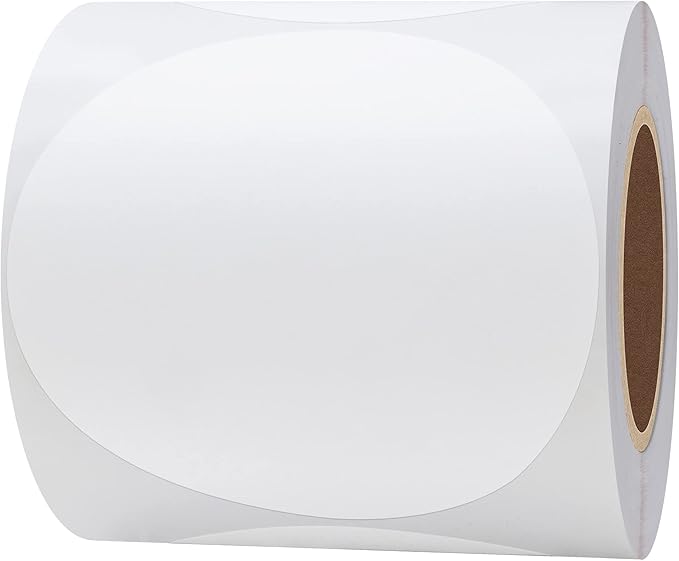Hybsk 3 inch Circle Color Direct Thermal Stickers Shipping Labels for Barcodes,Name Tag,DIY Logo Design,QR Code,Inventory-350 pcs (3 inch,White)