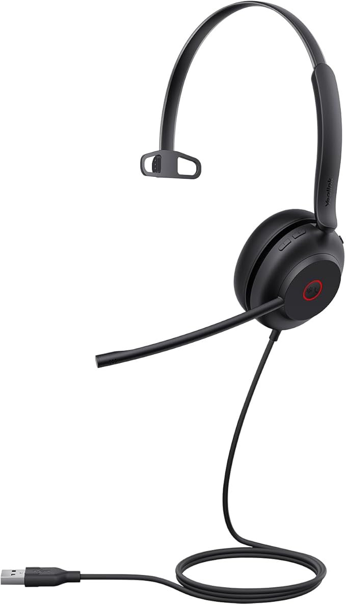 Yealink UH35 Professional USB Headset, Mono Wired Headset with Noise Cancelling Microphone, Call and Music Mode, Lightweight Comfort Design, Teams Certified