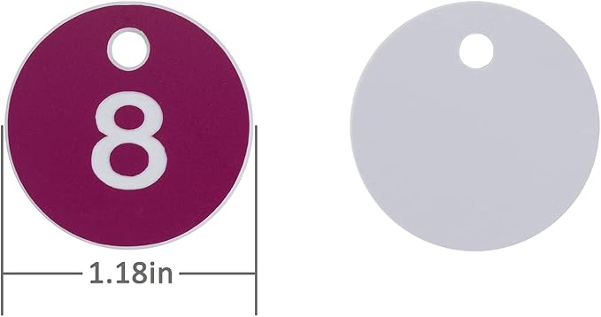 StayMax Plastic ID Number Tags Engraved Tags Key Tags Without Key Rings (1-100, Purple)