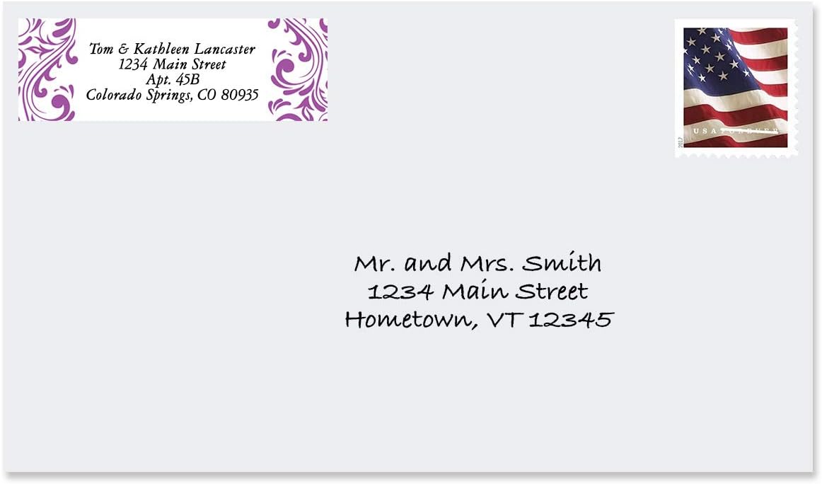 Colorful Images Elegant Swirl Rolled Personalized Return Address Mailing Labels with Dispenser, Customize with Name & Shipping Address, 500 ¾” x 2½” Self Adhesive, Easy Peel Label Roll