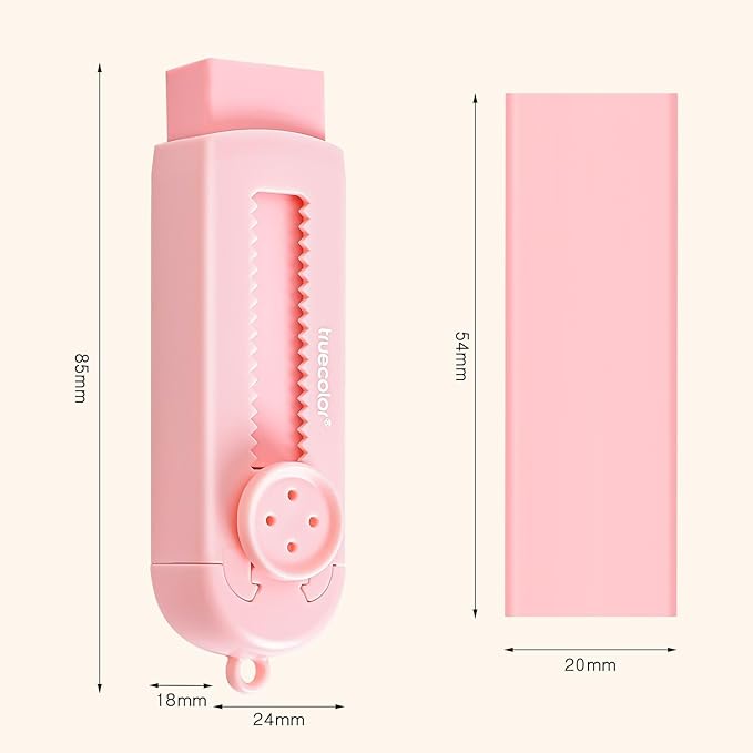 Pencil Erasers,Retractable Erasers for Pencils - 4+1 Pack Rubber Erasers (Pink)