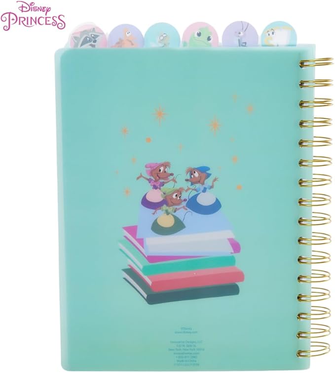 Innovative Designs Disney Princess Journal Notebook, Spiral Bound, 144 Lined Pages, 8 x 7 inches, Light Green, Disney Princess Movie Characters