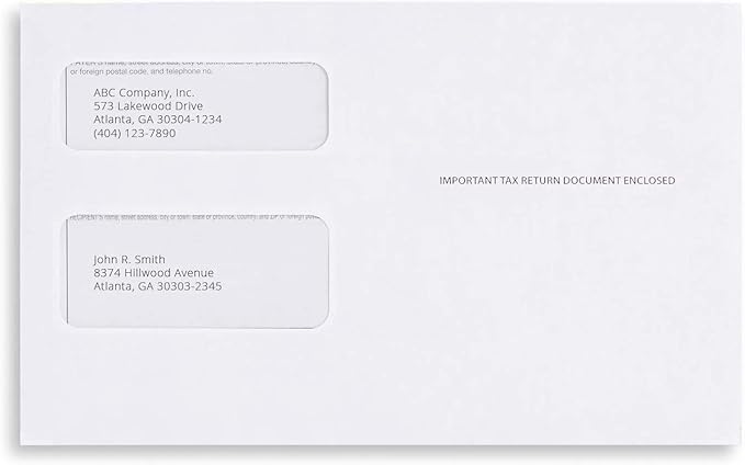 50 1099 Tax envelopes, Designed for 1099 Misc, 1099-R & DIV and INT Laser Forms, 5 5/8 Inch x 9 Inch, Gummed Flap, 50 Envelopes