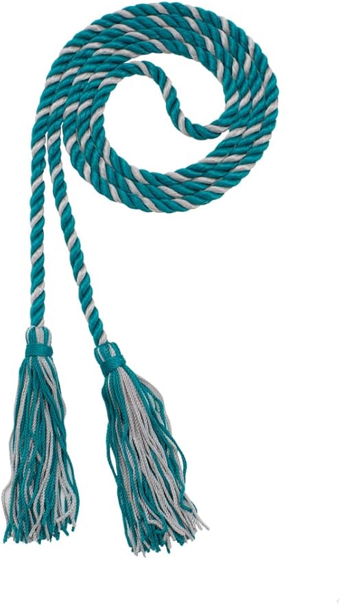 Tassel Depot Graduation Honor Cord - Teal/Gray - Every School Color Available - Made in USA