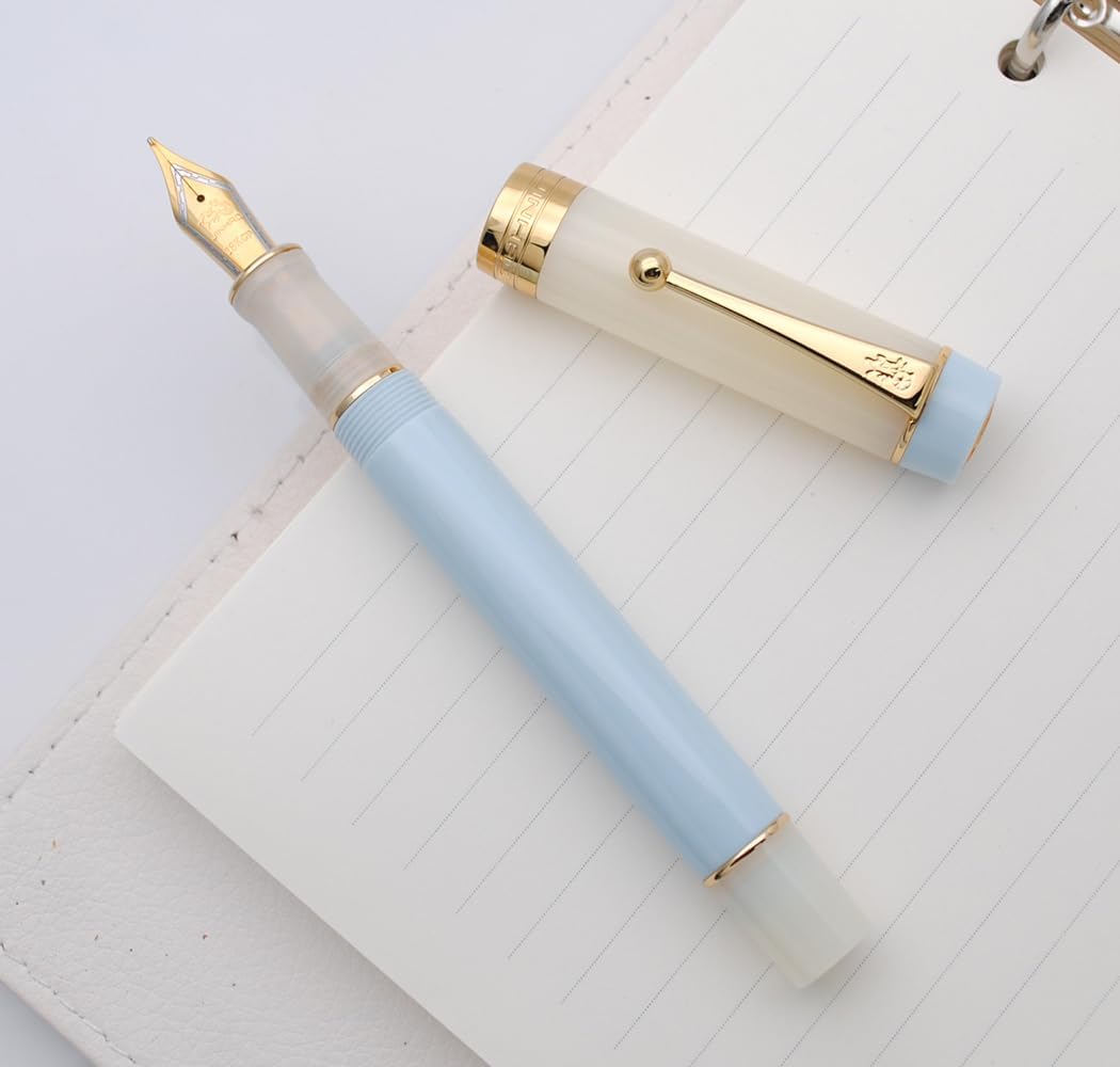 JINHAO 100 Fountain Pen with Ink Converter (Medium Nib 0.7mm, Light Blue)