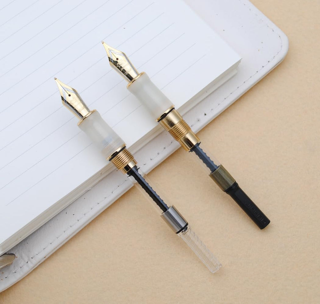 JINHAO 100 Fountain Pen with Ink Converter (Medium Nib 0.7mm, Semi Transparent White)