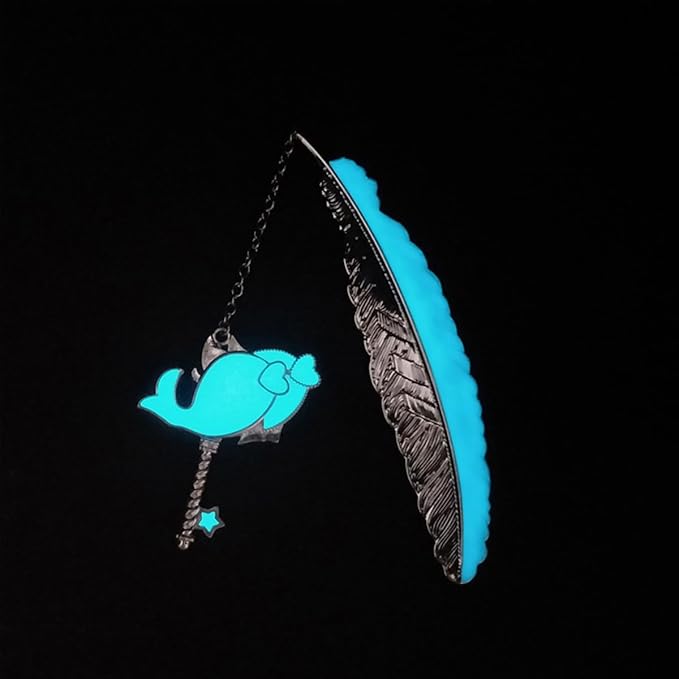 Zodiac Feather Bookmark Gifts for Women Men, Cool Metal Bookmark Glow in The Dark Pisces Bookmark, Luminous Star Sign Constellation Horoscope Bookmark Gifts