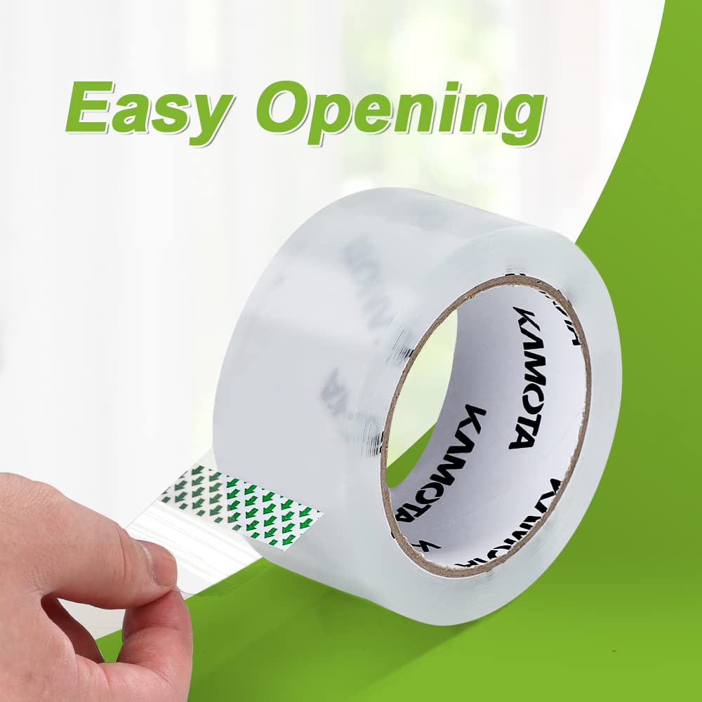 KAMOTA Packing Tape, 18 Rolls Heavy Duty Clear Packaging Tape for Shipping Packaging Moving Sealing, 1.88 inches Wide, 65 Yards Per Roll, Total 1170 Yards with 3 Dispensers