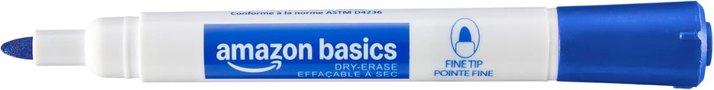 Amazon Basics Low-Odor Dry Erase Whiteboard Markers, Fine Tip, Blue, 36 Count