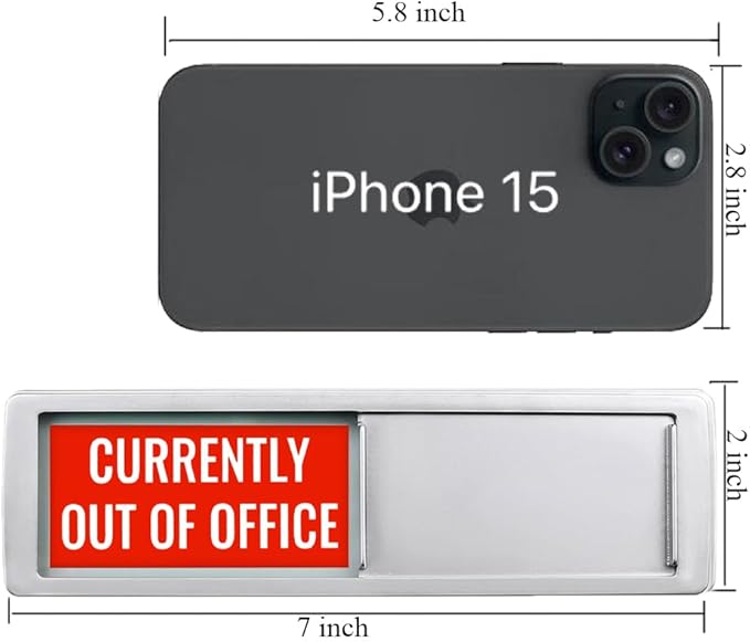 Office Door Sign,Out of the office Sign, Currently in the Office Sign for Door, Non-Scratch Magnetic Slider Door Indicator Sign, 7 x 2 inch Silver Office Decor