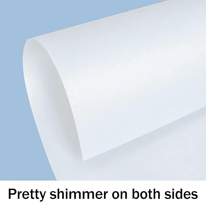 24 Sheets White Shimmer Cardstock 8.5 x 11 Metallic Paper, Goefun 80lb Card Stock Printer Paper for Invitations, Certificates, Crafts, DIY Cards