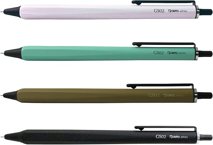 OHTO GS02 Roller Gel Pen, Retractable Needle Tip 0.5mm Fine Point, Mint Green Barrel, Ultra-Quick Drying Black Gel Ink Pen, All-Metal Hybrid Body, GS02-G5-MI