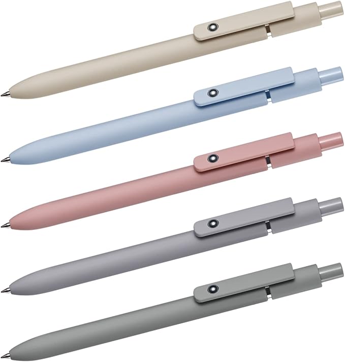 EEOYU 5pcs Quick Dry Ink Gel Pens Fine Point Retractable Roller Ball Pens Black Ink Smooth Writing Cute Aesthetic pens for School Office Home Diary