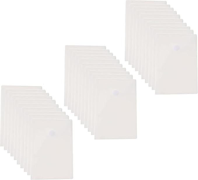 6’’ x 9’’ Vertical Clear Plastic Envelopes Receipt Stickers File Storage 30 Pack Hook Loop Closure