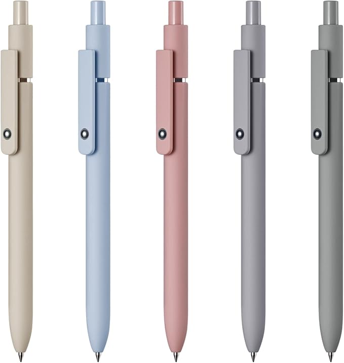 EEOYU 5pcs Quick Dry Ink Gel Pens Fine Point Retractable Roller Ball Pens Black Ink Smooth Writing Cute Aesthetic pens for School Office Home Diary