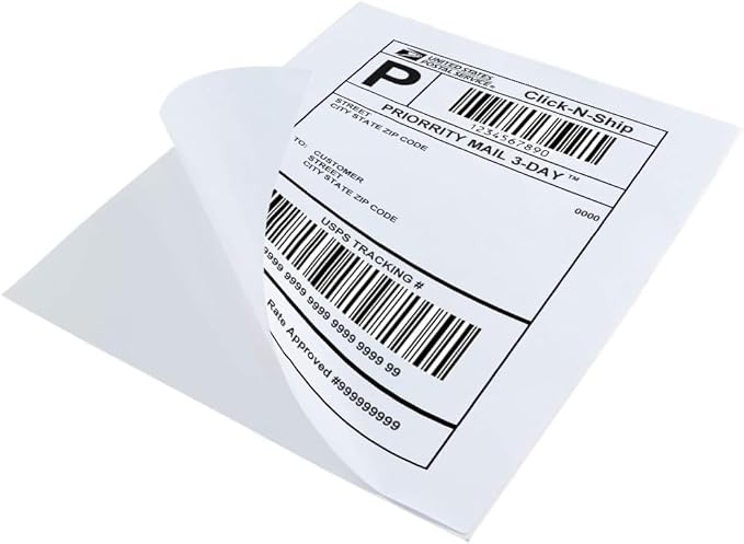 L LIKED 50 Full Sheet Self Adhesive Shipping Labels 8.5 x 11 Inches, Address Labels for Laser & Inkjet Printers (50 Sheets)