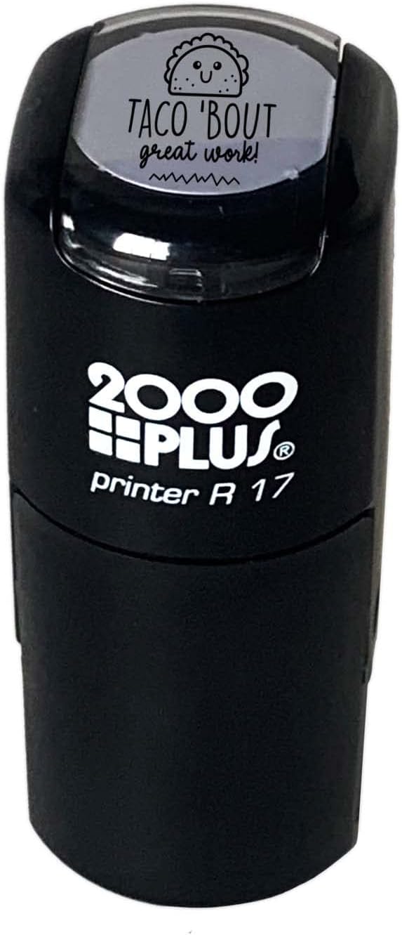 Taco Bout Great Work Stamp / 2000 Plus Self Inking Teacher Stamper / 9/16" Small Black Imprint Taco Pun Planner Worksheet School Homework Classroom Stamp