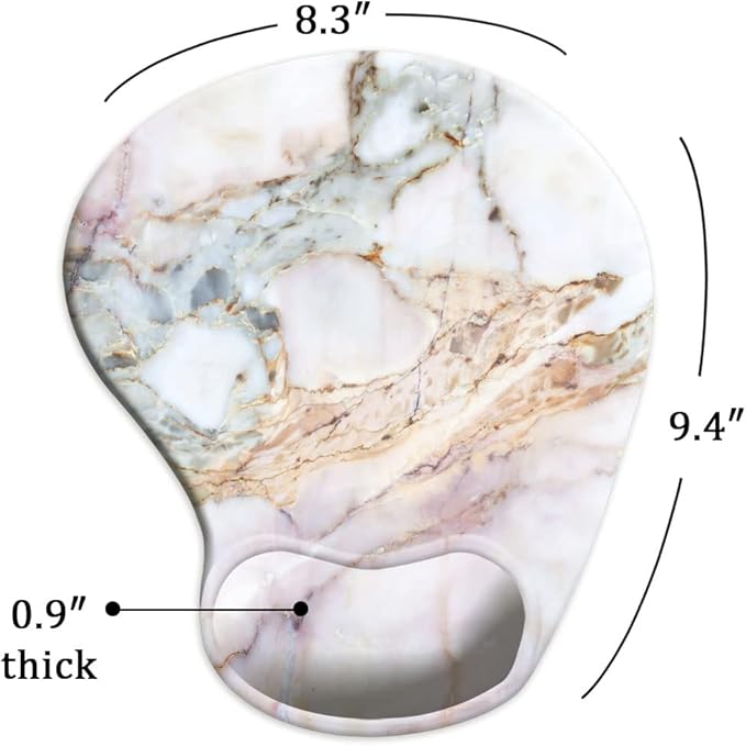 Ergonomic Mouse Pad with Wrist Support,Mouse Pads with Non-Slip PU Base for Home Office Working Studying Easy Typing & Pain Relief Marble Design