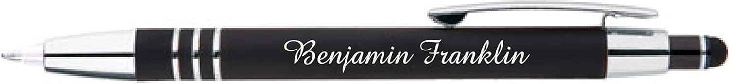 ExpressDesigns™ - Personalized Pens Gift Set - 2 Pack of | LED Flashlight Soft Touch Metal Pens w/gift box | Luxury Ballpoint Pen Custom Engraved with Name or Message | Light Up Pens (Black)