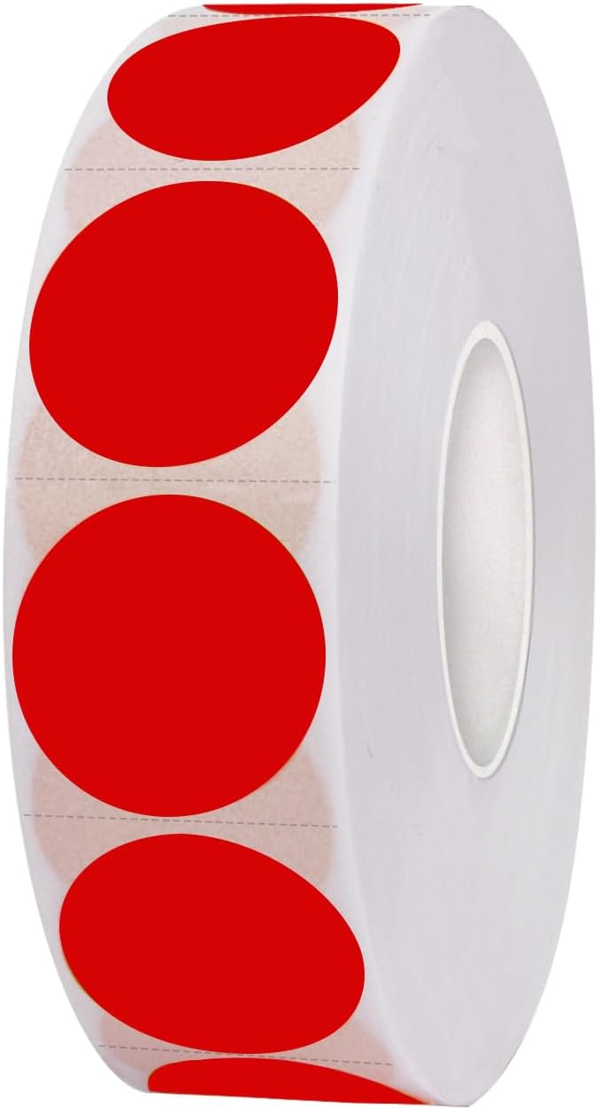 1200 Pieces 0.75 Inch Round Color Coding Label Garage Sale Stickers Blank Yard Sale Price Stickers Permanent Adhesive Dots Stickers,Easily Writable with Perforation Line (Red)