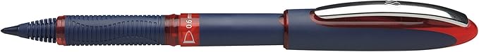Schneider One Business Rollerball Pen, 0.6 mm Ultra-Smooth Tip, Blue Barrel, Red Ink, Box of 10 Pens (183002)