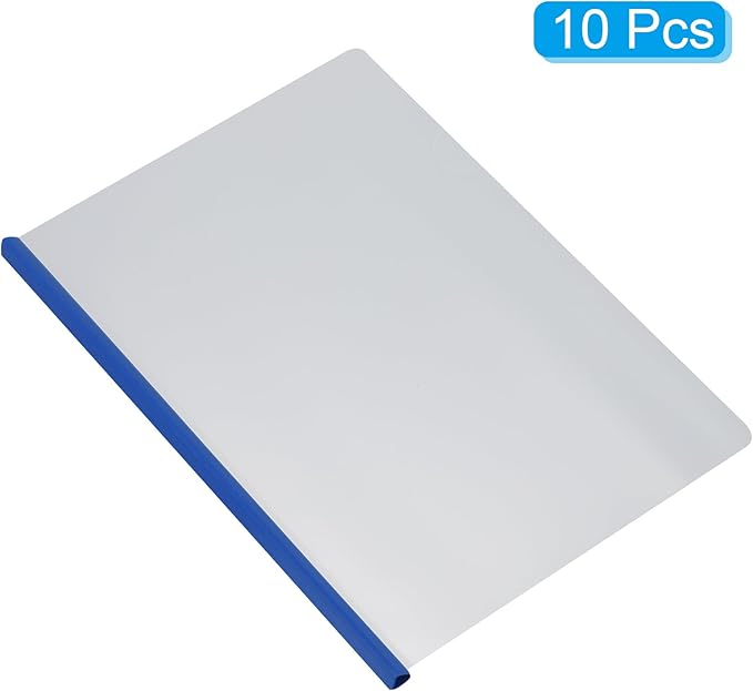 PATIKIL Clear Report Covers with Sliding Bar, 10 Pcs 15mm Slide-Grip Resume Covers 135 Sheets Capacity, A4 Presentation Folders for File, Resume Blue