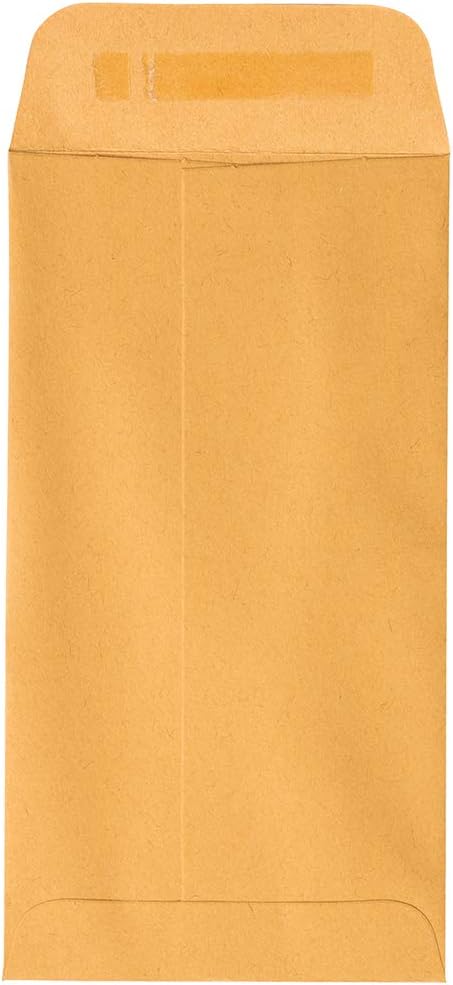 JAM PAPER #7 Coin Business Envelopes with Peel and Seal Closure - 3 1/2 x 6 1/2 - Brown Kraft Manila - Bulk 500/Carton
