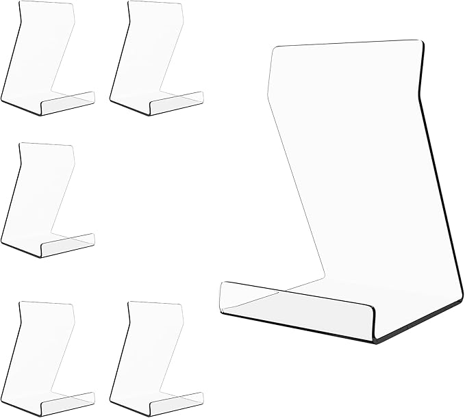 Boloyo Acylic Upright Display Stand, 6PC 6 Inch Clear Display Holder Easel Base Picture Frame for Home Office School Store to Display Book, Vinyl Record, Album, LP Cover, Artworks, CDs