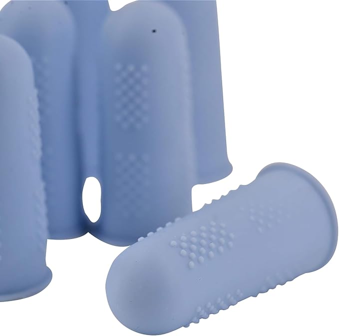 Finger Protectors [Flex Series - 12-Pack] Silicone Non-Stick Finger Covers [Cerulean - Small (6) / Medium (6)] for Hot Glue/Sewing/Wax/Rosin/Resin/Honey/Adhesives/Scrapbooking
