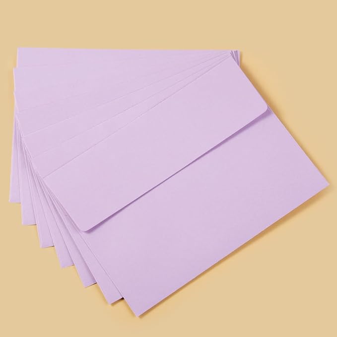 Wishop 100 Pack Light Purple A7 Envelopes Self-Adhesive 5x7 Envelopes for Invitations, 5x7 Greeting Cards (Light Purple, 5.24 x 7.21 Inches)