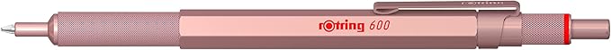 Rotring 600 Metallic Ballpoint Pen Medium Point Black Ink Rose Gold Barrel Refillable 1 Count