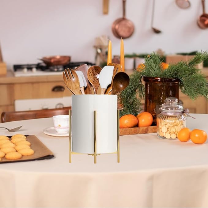 Large Office Pen Holder,Gold and White Desk Organizers for Office, home, wedding, kitchen