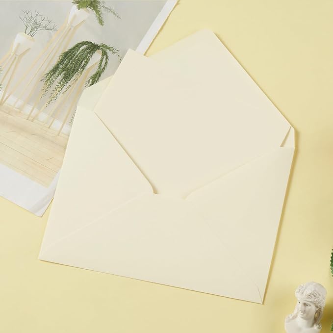 50 Pack A6 Envelopes for 4 x 6 Greeting Cards, Birthday Party, Photos, Baby Shower and Wedding Invitation Cards, 6 1/2 x 4 3/4 Inches (Cream Color)