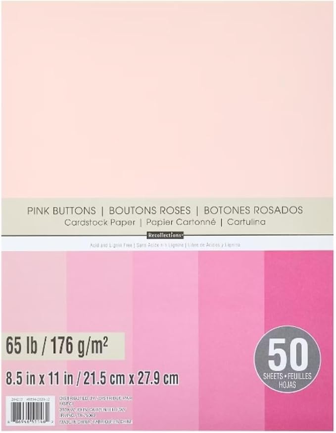 Recollections Cardstock Paper, 8 1/2 X 11 Pink Buttons - 50 Sheets