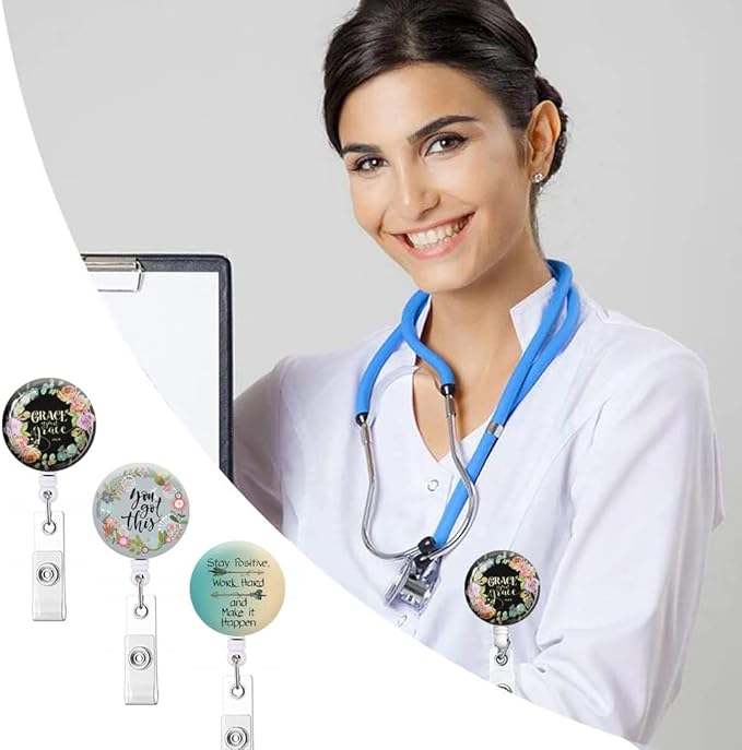 Badge Reels,Nurse Badge Holder,Retractable Badge Reel with Clip ID Card Holders for Office Worker Doctor Nurse