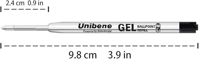 Unibene Parker Compatible Gel Ink Ballpoint Refills 12 Pack,0.7mm Medium Point-Black, Smooth Writing Replaceable German Ink Tactical Pen Refills for Parker Ballpoint/UZI Pen