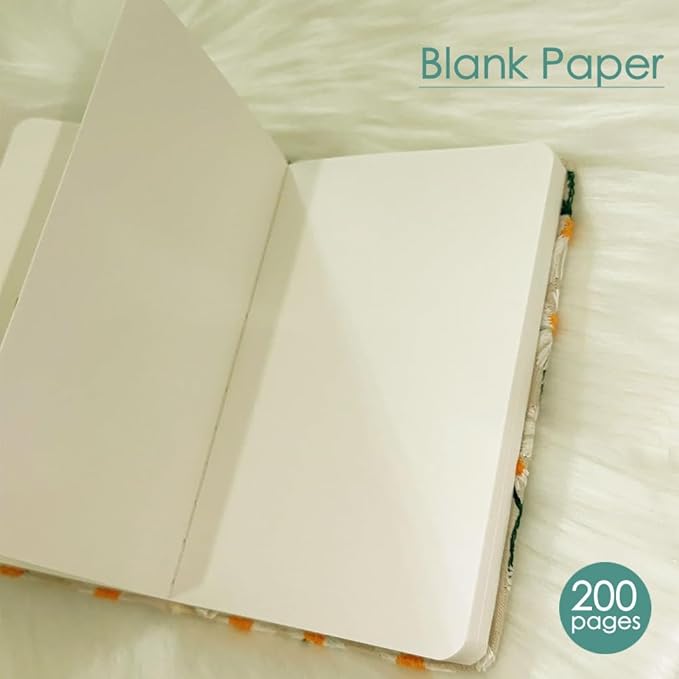 Daisy Gifts for Women, Flower Embroidered Journal, A6 Pocket Sketchbook, Small Unlined Notebook 4x6, Hardcover, Lay Flat, Cute Notebooks, Pretty Journal, Yellow Daisy