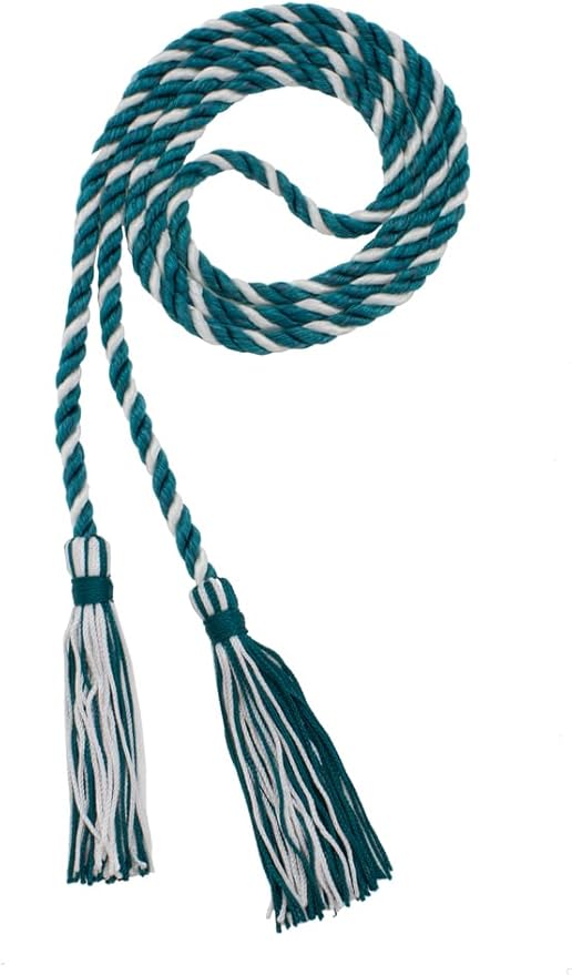 Tassel Depot Graduation Honor Cord - Teal/White - Every School Color Available - Made in USA