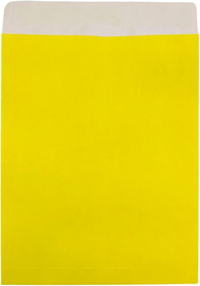 JAM PAPER Tyvek Tear-Proof Open End Catalog Envelopes - 10 x 13 - Yellow - 10/Pack
