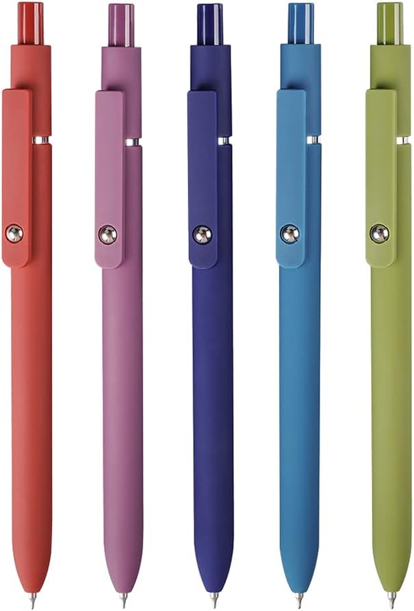 erofa 5PCS Gel Pens Quick Dry Ink Pens Fine Point 0.5mm Retractable Press Gel Pens Rolling Ball Black Ink Smooth Writing for Office School Student Exercise (Retro)