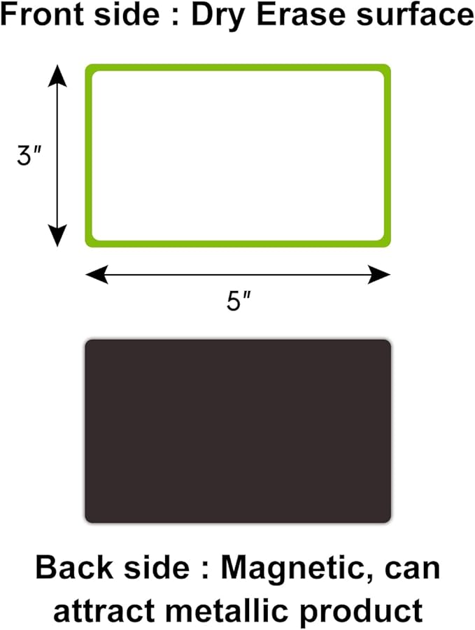 Dry Erase Magnetic Label 5x3 Inch Colored Border, 40 Pack, Reusable Magnetic Dry Erase Labels, Magnet Labels for Whiteboards
