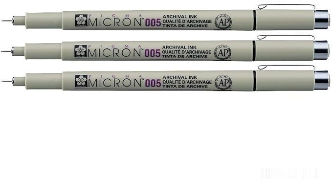 Pigma Sakura Micron - Pigment Fineliners - XSDK005-0.05mm - Black [Pack of 3]