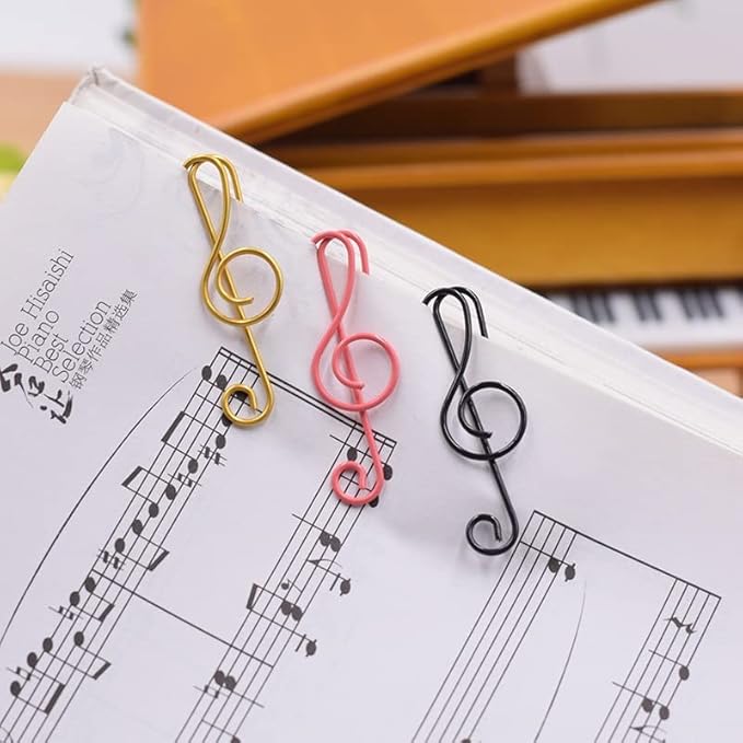 100 Pieces Music Paper Clips 6 Colors, Music Bookmark Metal Paper Clips Musical Notes Clips,for Office School Stationery Supplies