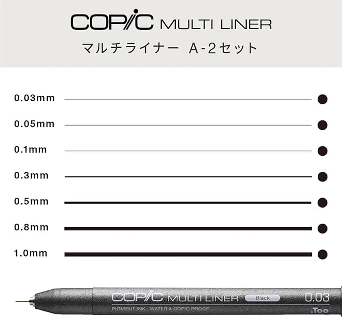 Copic Markers MLA2 Multiliner Inking Pen, Set A-2,Black