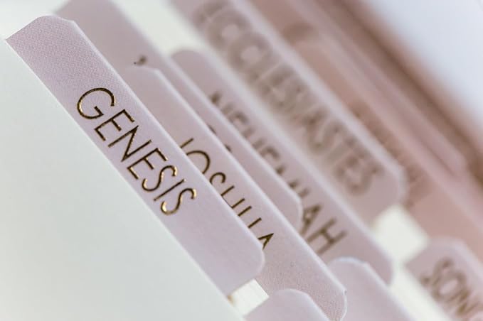 Bible Tabs for Women Study Bible, Embossed Matte Catholic Bible Tabs Gold, Laminated Bible Tabs, Bible Book Tabs w/Old & New Testament Neutral Bible Labels Tabs, Perfect Bible Study Supplies Oak