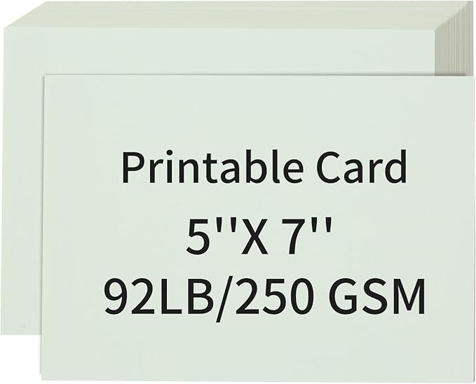 50 Pack 5x7 Cream White Cardstock Paper, Thick Index Card for Printer, 92lb/250GSM Heavyweight Blank Card, Postcards, Wedding Invitation, DIY Crafting, Greeting Card Making