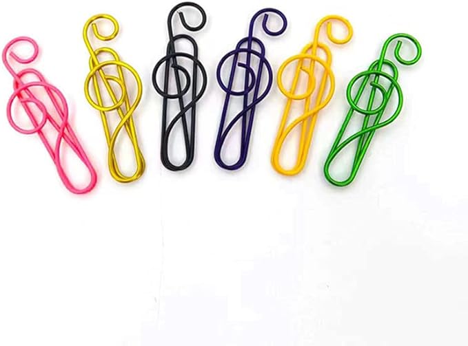 100 Pieces Music Paper Clips 6 Colors, Music Bookmark Metal Paper Clips Musical Notes Clips,for Office School Stationery Supplies