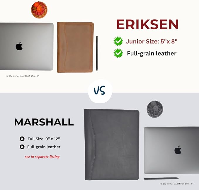 PEGAI Handmade 100% Leather Padfolio | Junior Legal Pad Folder Organizer for Business School Office Conference | Resume Interview Document Organizer Folio | Eriksen (Iphitos Sand)